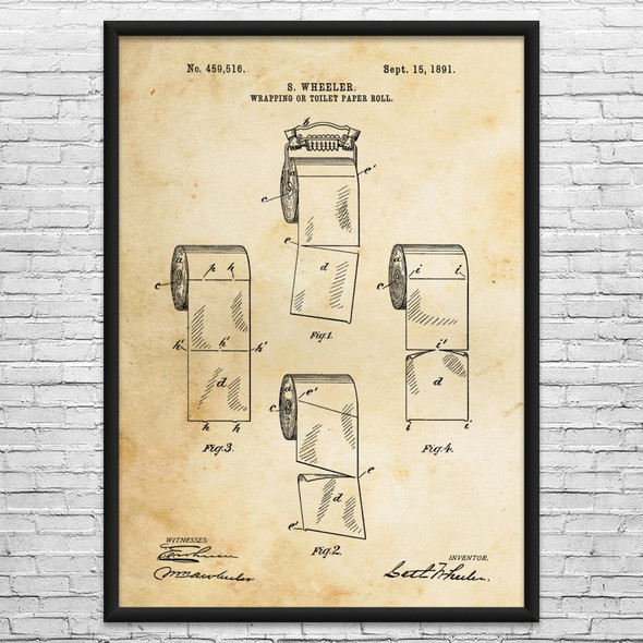 Toilet Paper Squares Patent Wall Art