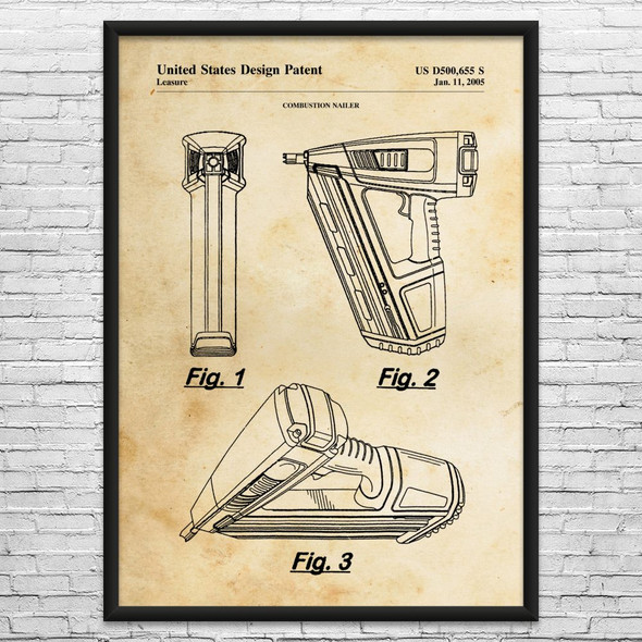 Nail Gun Patent Wall Art