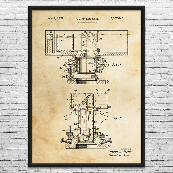 Laser Plummet Level Patent Wall Art