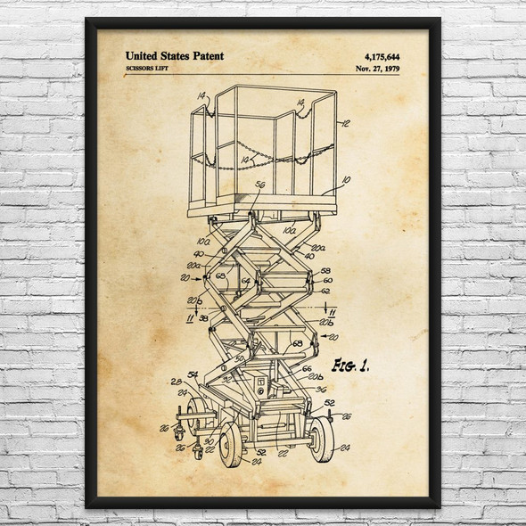 Scissor Lift Patent Wall Art