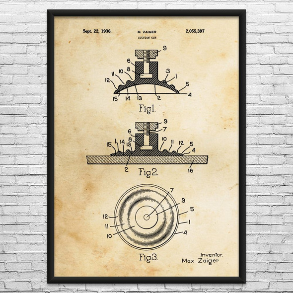 Suction Cup Patent Wall Art