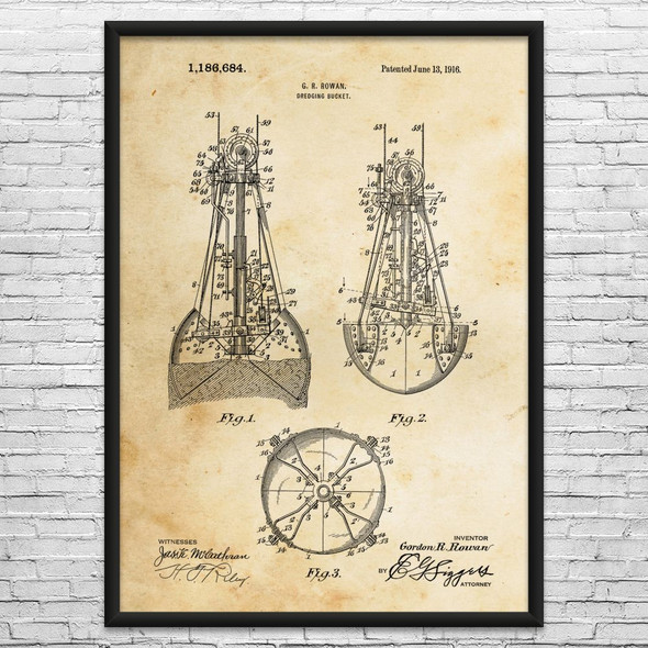 Dredging Bucket Patent Wall Art