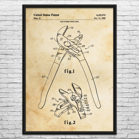 Slip Pliers Patent Wall Art