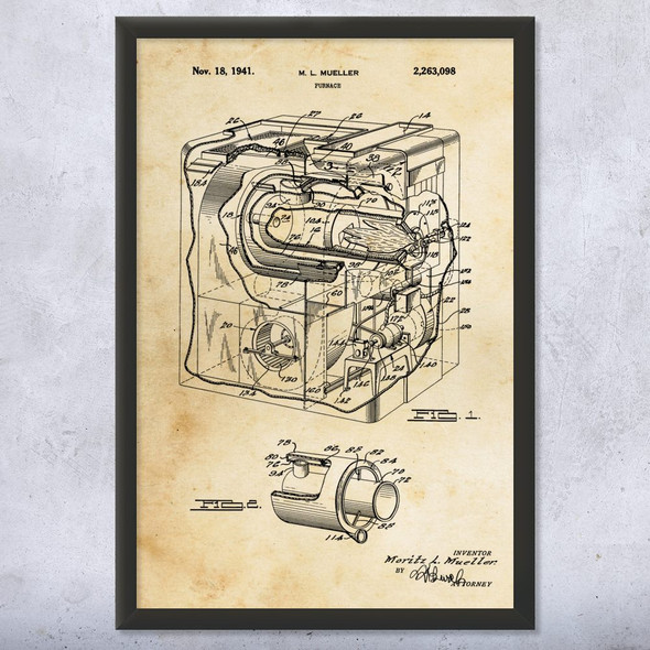 Hot Air Furnace Patent Wall Art