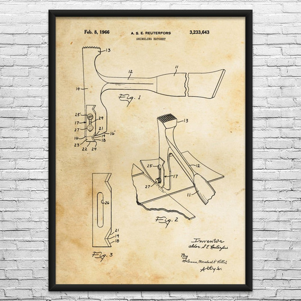 Roofing Hammer Patent Wall Art