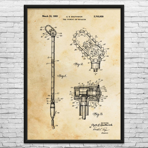Pole Chainsaw Patent Wall Art