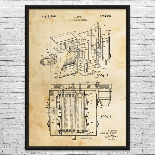 Dry Cleaning Patent Wall Art