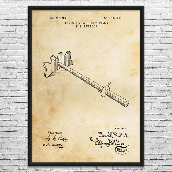 Cue Bridge Patent Wall Art