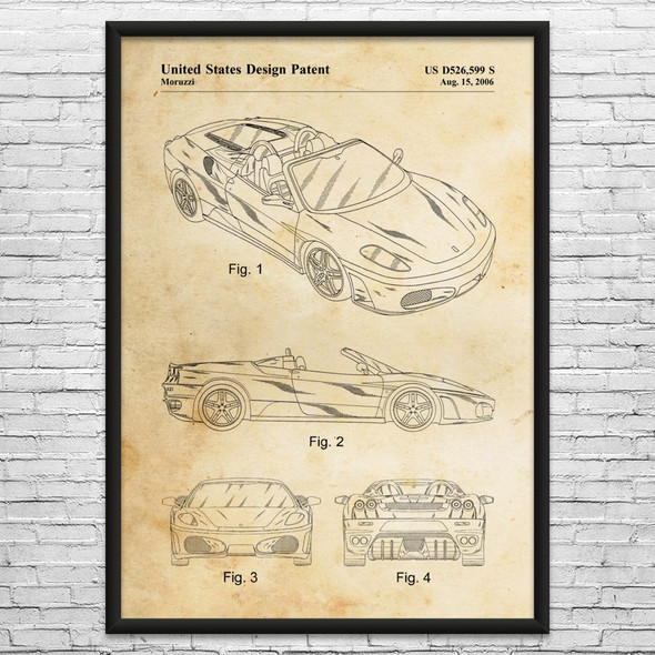 F430 Sports Car Patent Wall Art