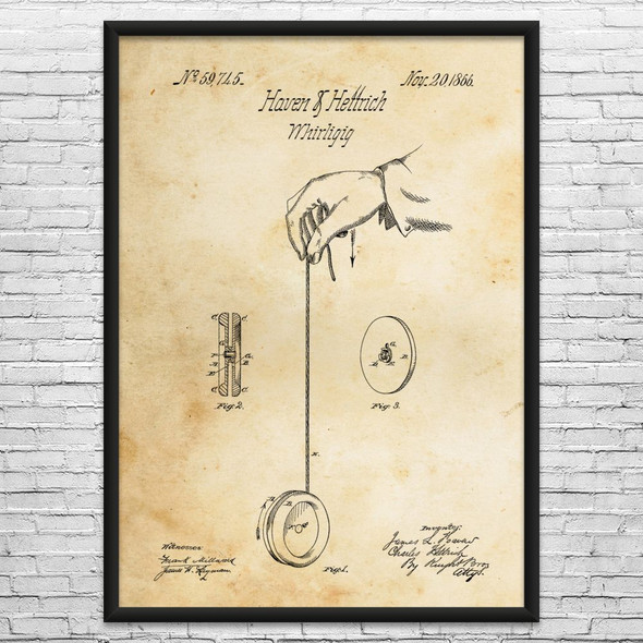 Yoyo Whirligig Patent Wall Art