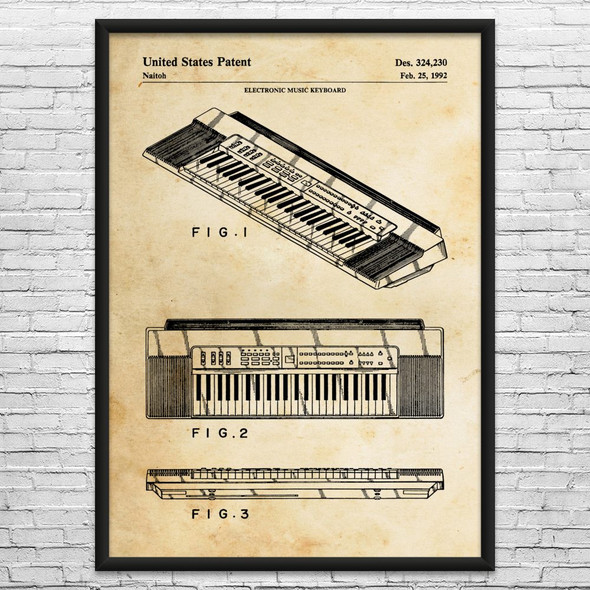 Electric Keyboard Patent Wall Art