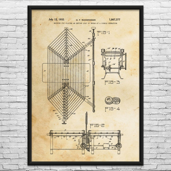 Bread Slicing Machine Patent Wall Art
