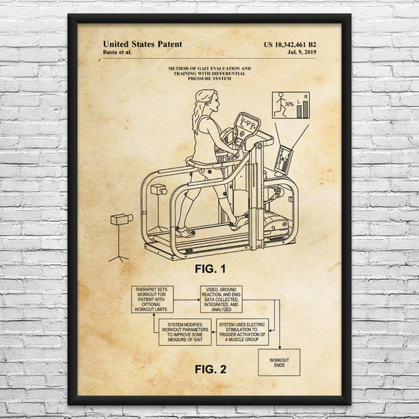 Anti-Gravity Treadmill Patent Wall Art