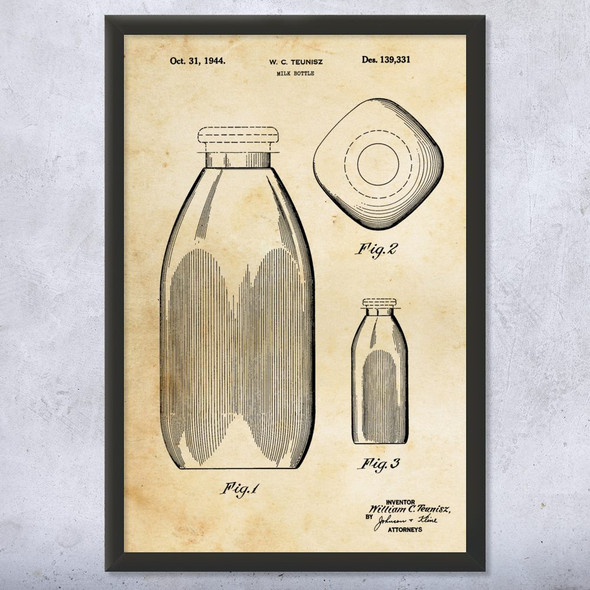 Milk Bottle Patent Wall Art