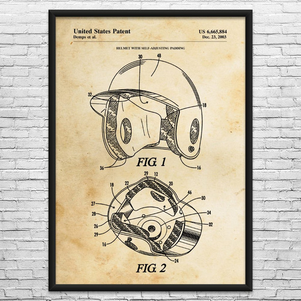 Batting Helmet Patent Wall Art