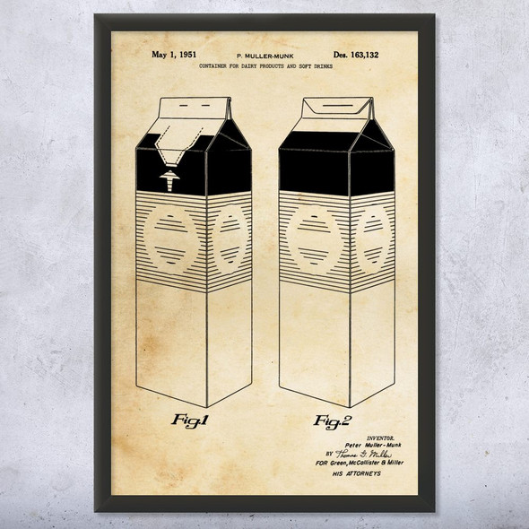 Milk Carton Patent Wall Art