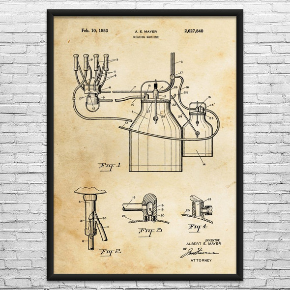 Milking Machine Patent Wall Art