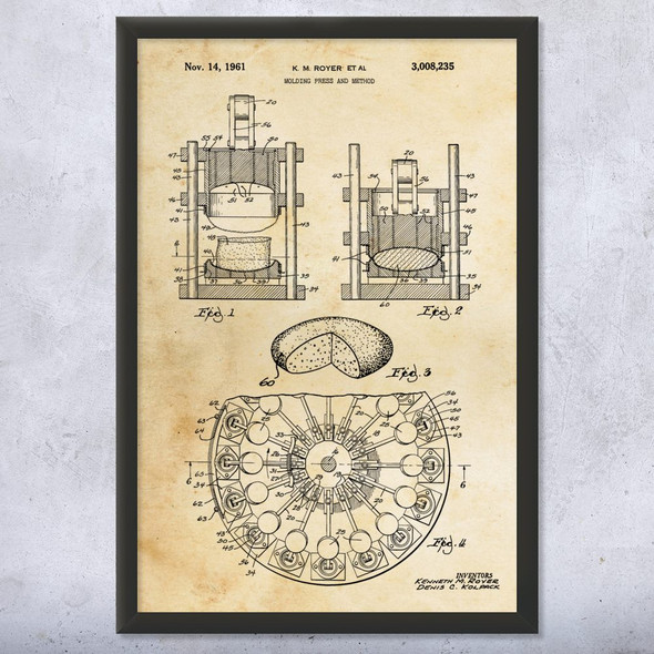 Cheese Press Patent Wall Art