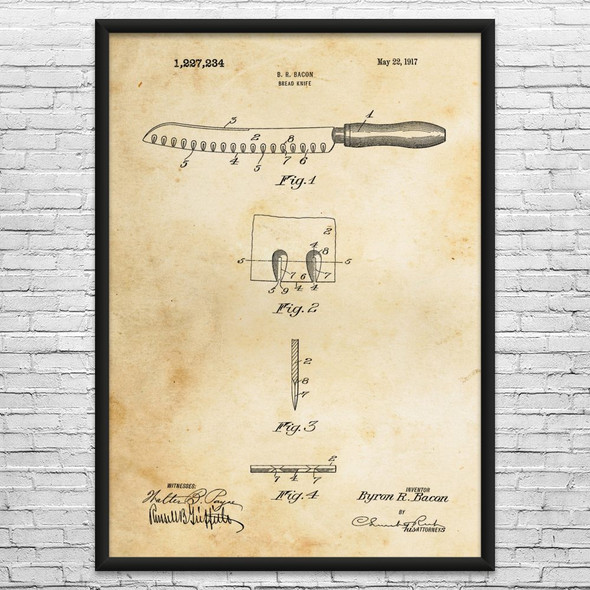 Bread Knife Patent Wall Art