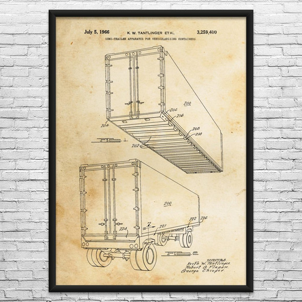 Semi Trailer Patent Wall Art