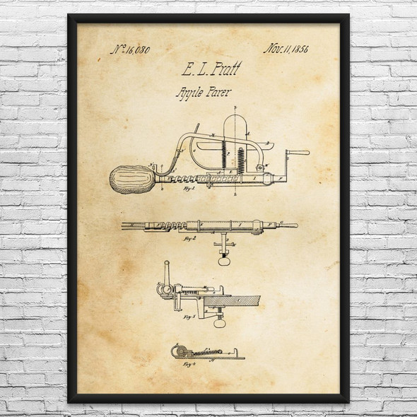 Apple Peeler Patent Wall Art