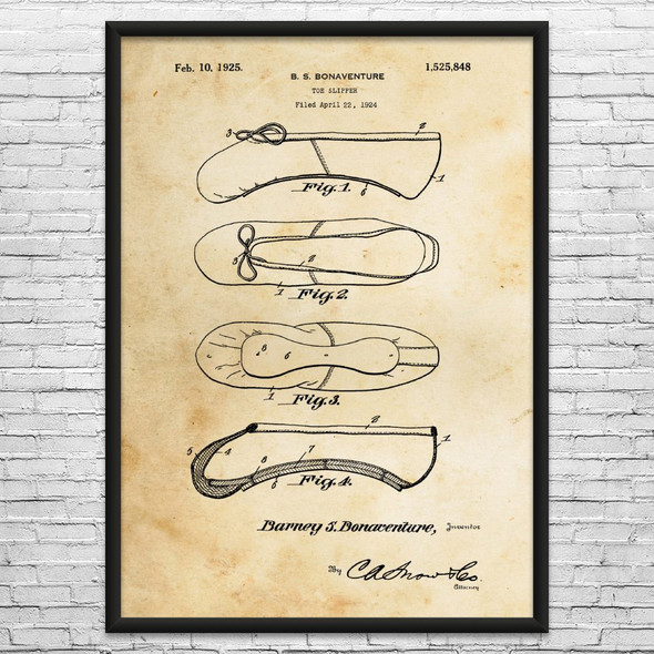 Ballet Toe Slipper Patent Wall Art