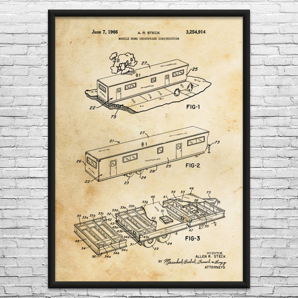 Mobile Home Underframe Patent Wall Art