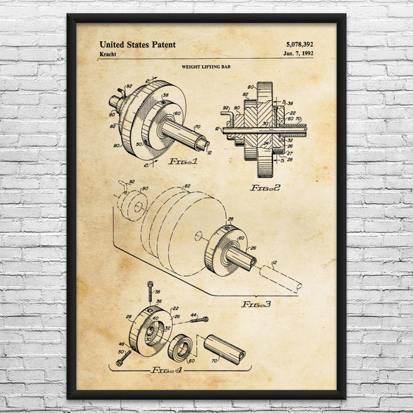Weight Bar Patent Wall Art