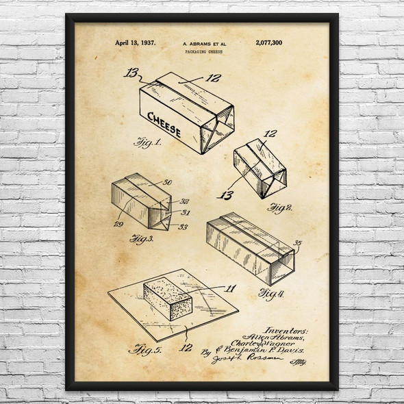 Cheese Packaging Patent Wall Art