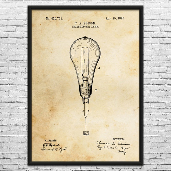 Edison Light Bulb Patent Wall Art
