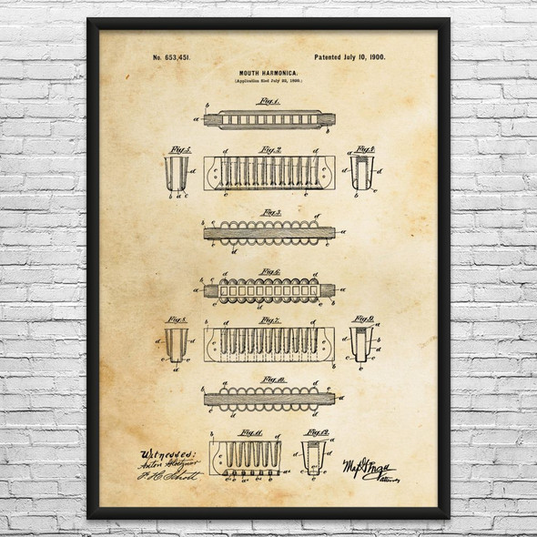 Harmonica Patent Wall Art