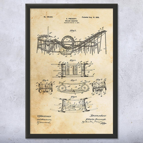 Roller Coaster Patent Wall Art
