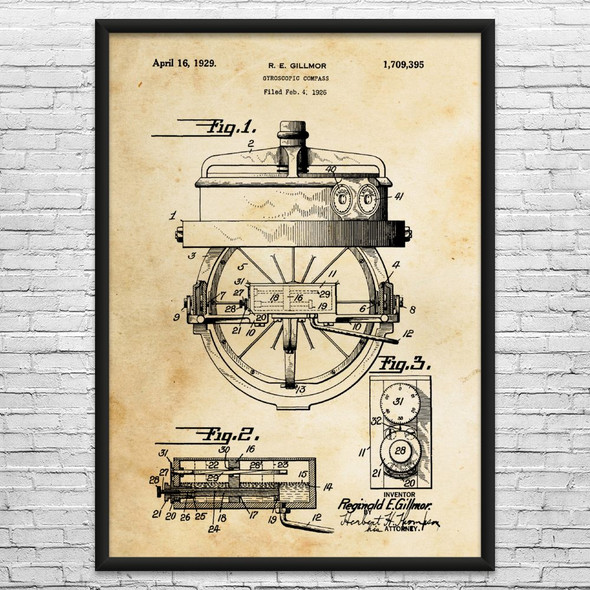 Gyrocompass Patent Wall Art