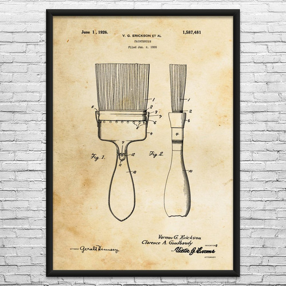 Wall Paintbrush Patent Wall Art