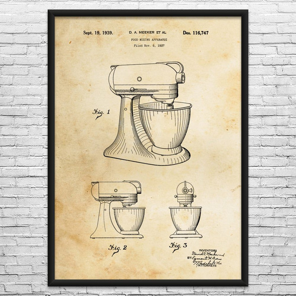 Stand Mixer Patent Wall Art