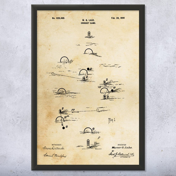 Croquet Game Patent Wall Art