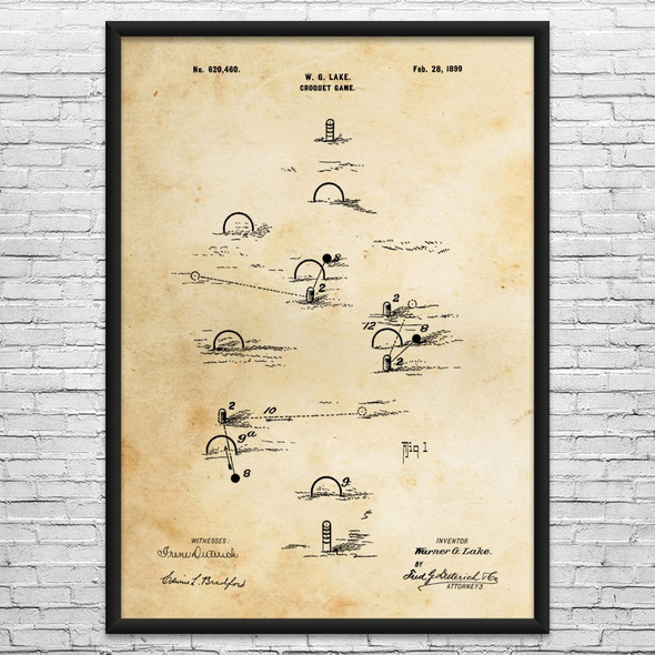 Croquet Game Patent Wall Art