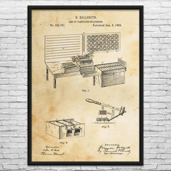 Hollerith Statistics Computer Patent Wall Art