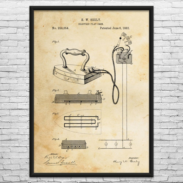 Electric Iron Patent Wall Art