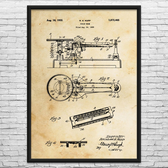 Triple Beam Scale Patent Wall Art