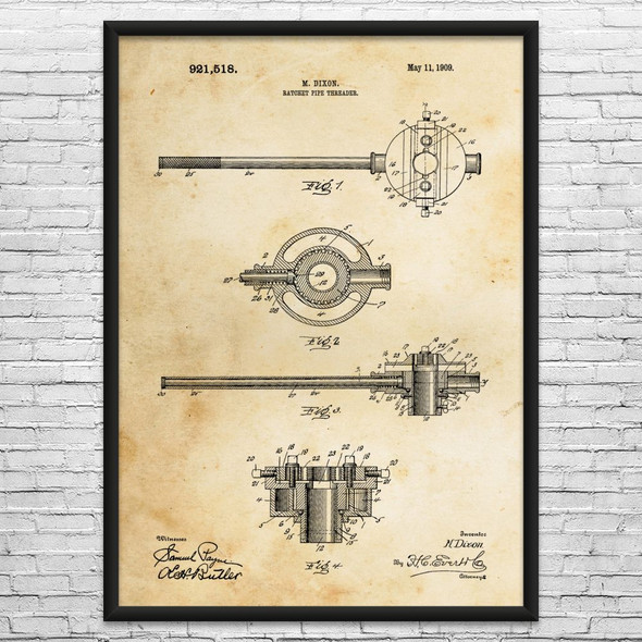 Pipe Threader Patent Wall Art