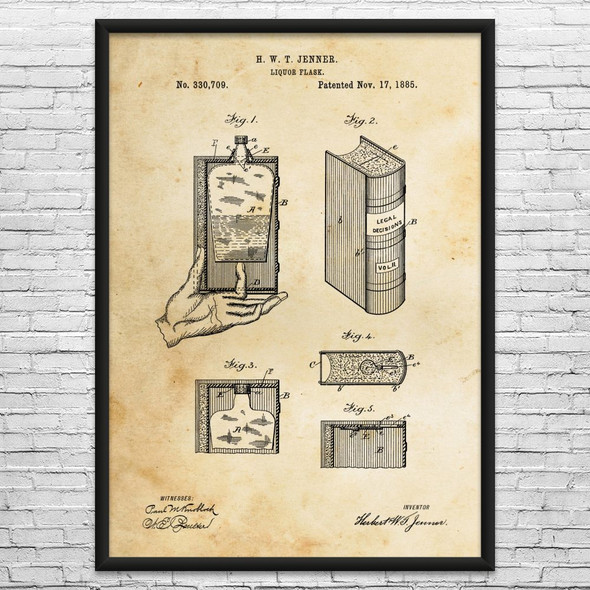 Hidden Flask Patent Wall Art
