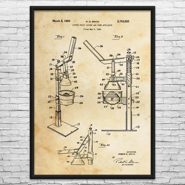 Juicer Patent Wall Art