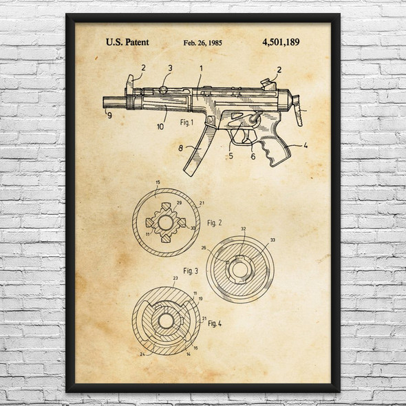 MP5 Submachine Gun Patent Wall Art