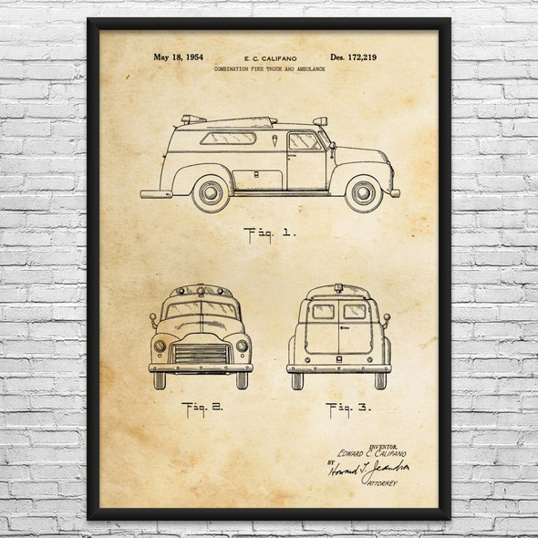 Retro Ambulance Patent Wall Art