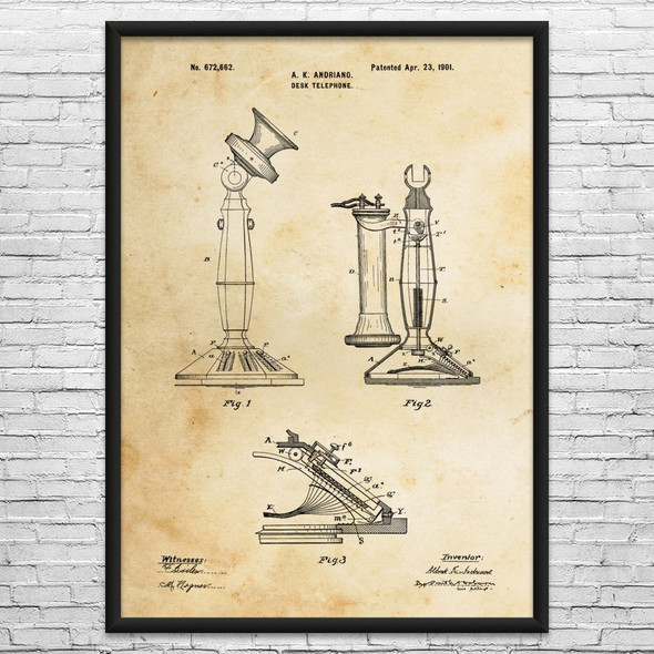 Desk Telephone Patent Wall Art