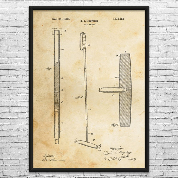 Polo Mallet Patent Wall Art