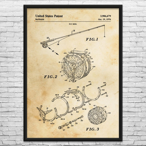 Fly Fishing Reel Patent Wall Art
