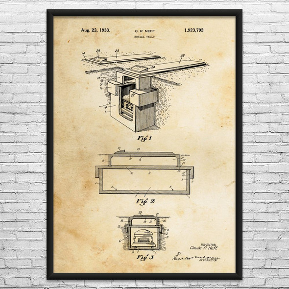 Burial Vault Patent Wall Art