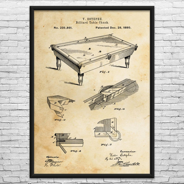 Pool Table Patent Wall Art